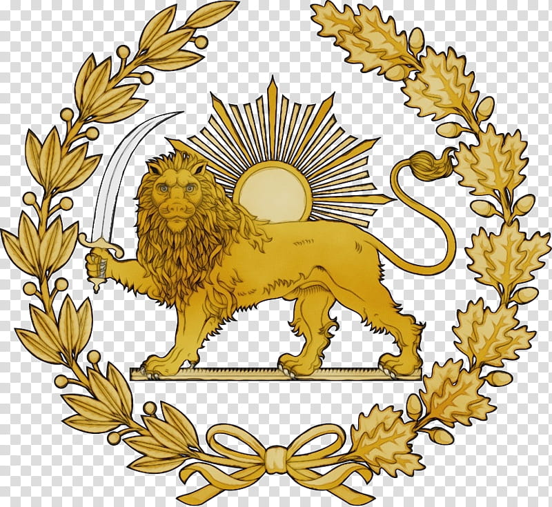 lion symbol yellow emblem crest, Watercolor, Paint, Wet Ink transparent background PNG clipart