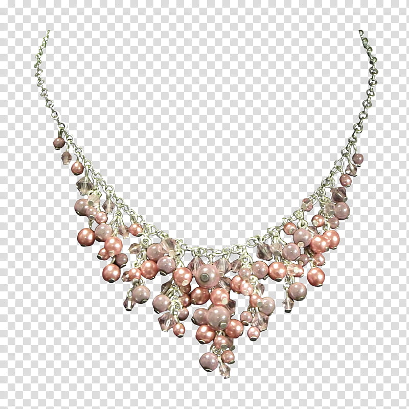Necklace, brown and white beaded necklace transparent background PNG clipart
