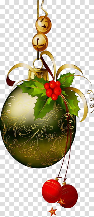 Christmas ornament, Watercolor, Paint, Wet Ink, Holly, Plant, Floral Design, Christmas Decoration transparent background PNG clipart thumbnail