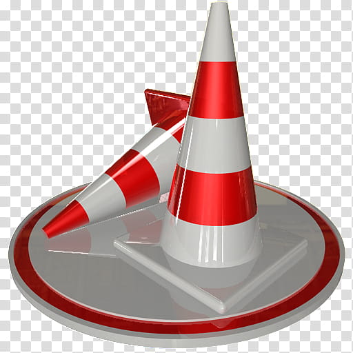 white and red icons set , vlc red, white-and-red traffic cones transparent background PNG clipart