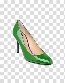 Shoes, unpaired green patent leather kitten-heeled shoe transparent background PNG clipart
