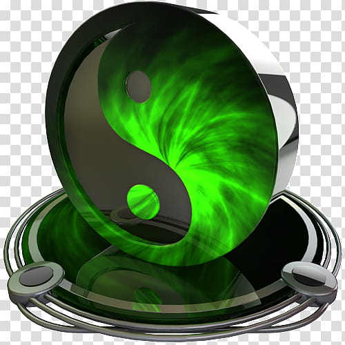 chrome and green icons, ying yang green transparent background PNG clipart