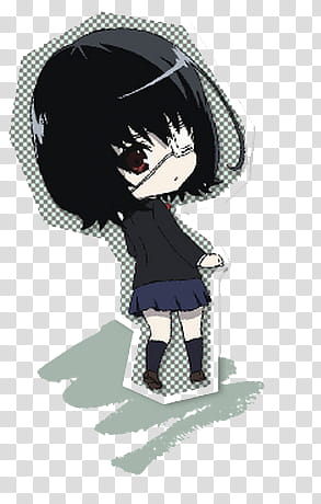 Misaki Mei De Renders, woman with one eye anime chibi transparent background PNG clipart