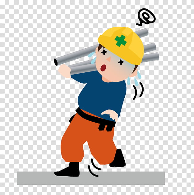 cartoon construction worker solid swing+hit baseball, Cartoon, Solid Swinghit transparent background PNG clipart