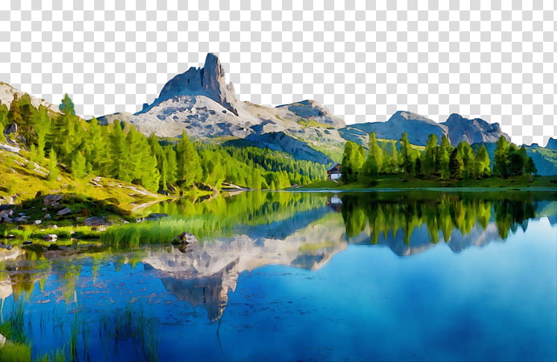 reflection natural landscape nature water resources water, Watercolor, Paint, Wet Ink, Mountain, Mountainous Landforms, Lake, Wilderness transparent background PNG clipart
