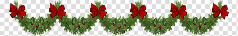 Christmas garlands, green and red ribbons and plants valance illustration transparent background PNG clipart