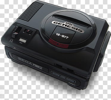 Classic Consoles, black Sega Genesis console transparent background PNG clipart