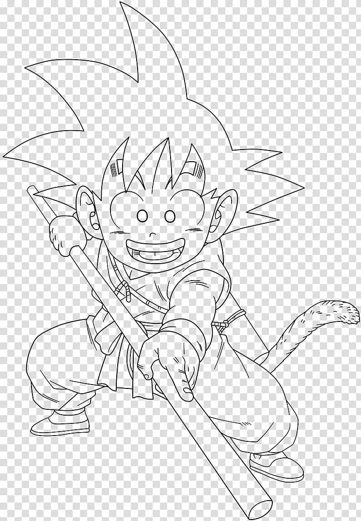 Dragon Ball, kid Goku , lineart transparent background PNG clipart