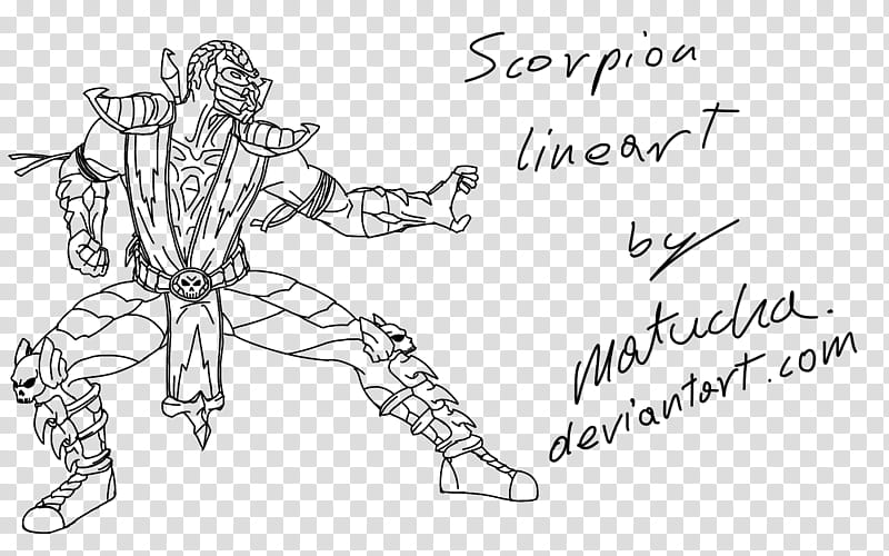 Scorpion lineart mk, Mortal Kombat Scorpion transparent background PNG clipart