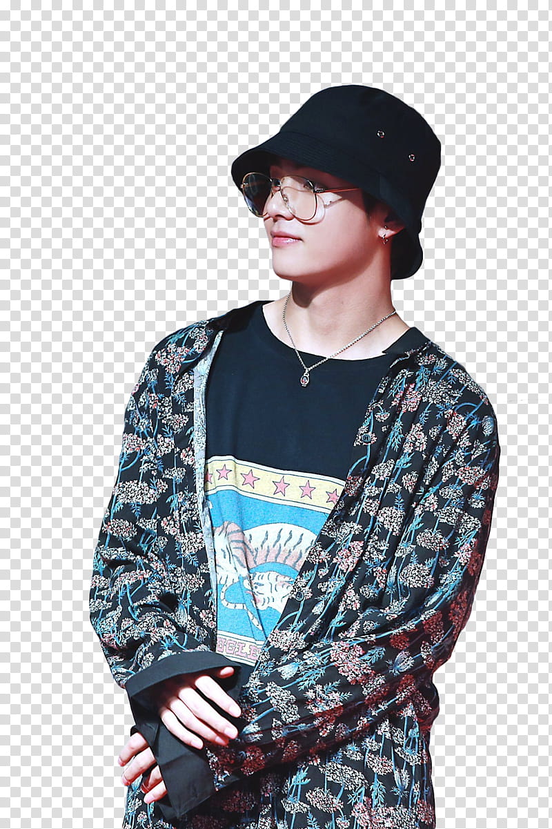 Taehyung BTS, men's black, brown, and blue jacket transparent background PNG clipart