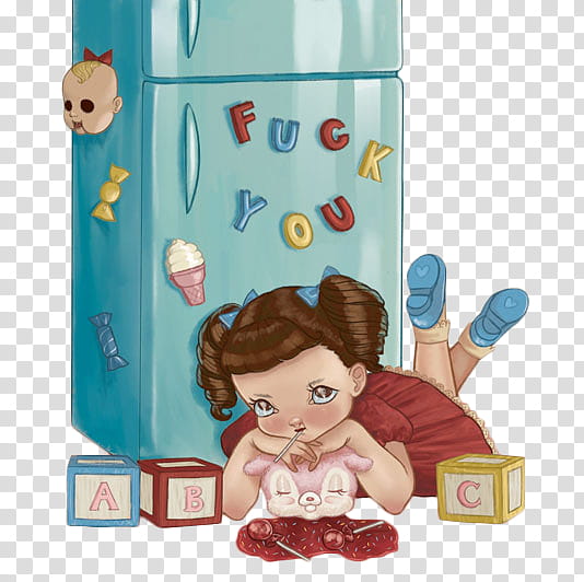 Cry Baby, girl beside refrigerator illustration transparent background PNG clipart