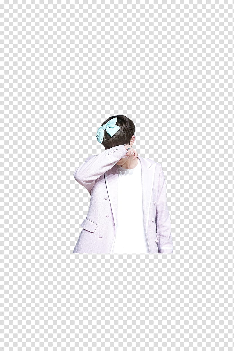 Hoshi Seventeen Fantaken Render , man wearing white shirt and gray blazer wearing bow on hair transparent background PNG clipart