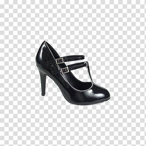 First s, unpaired black patent leather heeled shoe transparent background PNG clipart