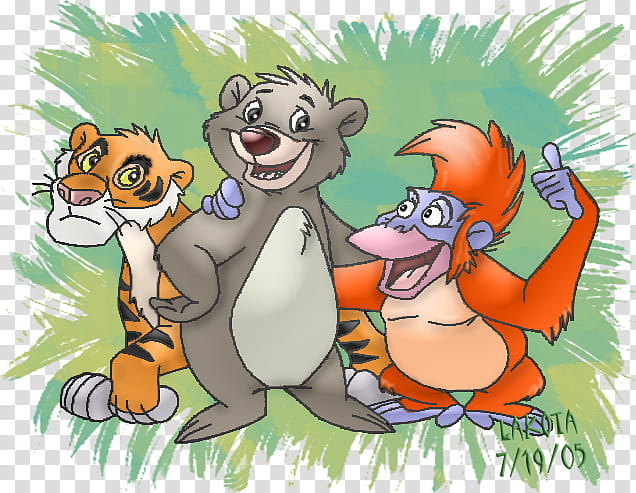 Shere Khan, Baloo, and Louie.. transparent background PNG clipart