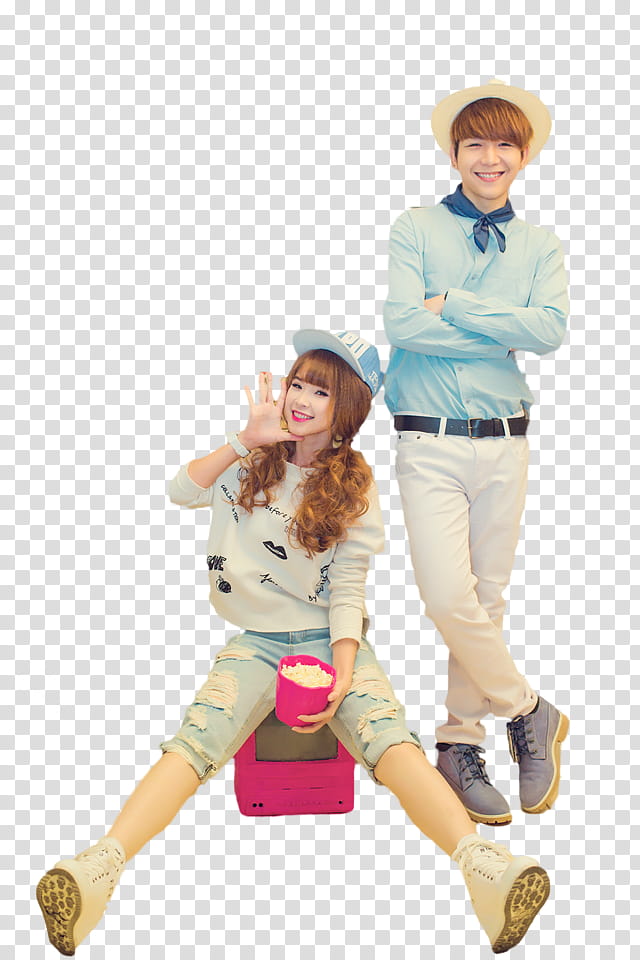 man in blue dress shirt beside woman sitting on purple plastic stool transparent background PNG clipart