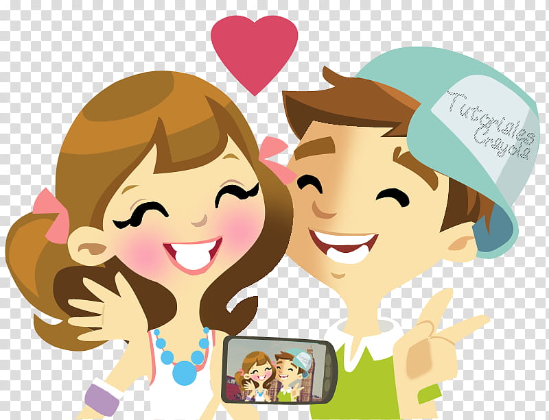 Happy Valentines Day PSD, couple smiling cartoon transparent background PNG clipart