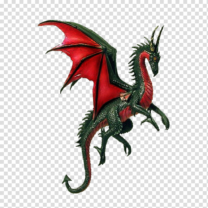 E S Dragon III, red and green dragon figurine transparent background PNG clipart