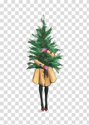 Christmas Resource , woman carrying tree illustration transparent background PNG clipart
