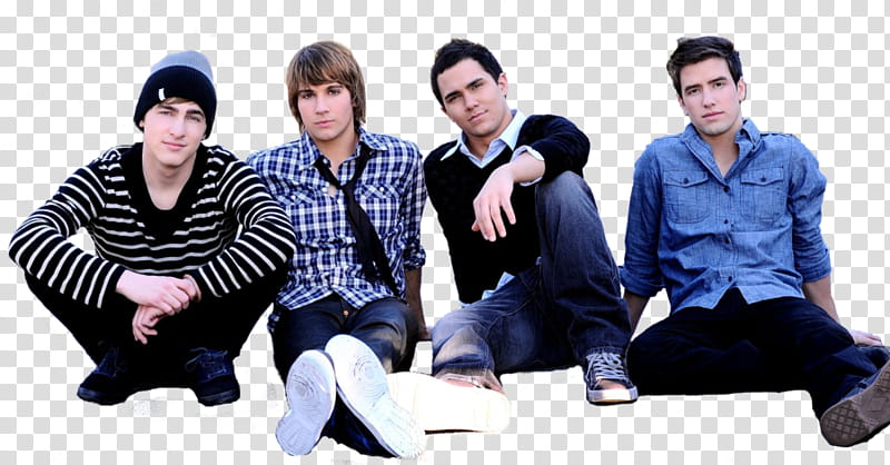 Big time rush, four sitting men transparent background PNG clipart