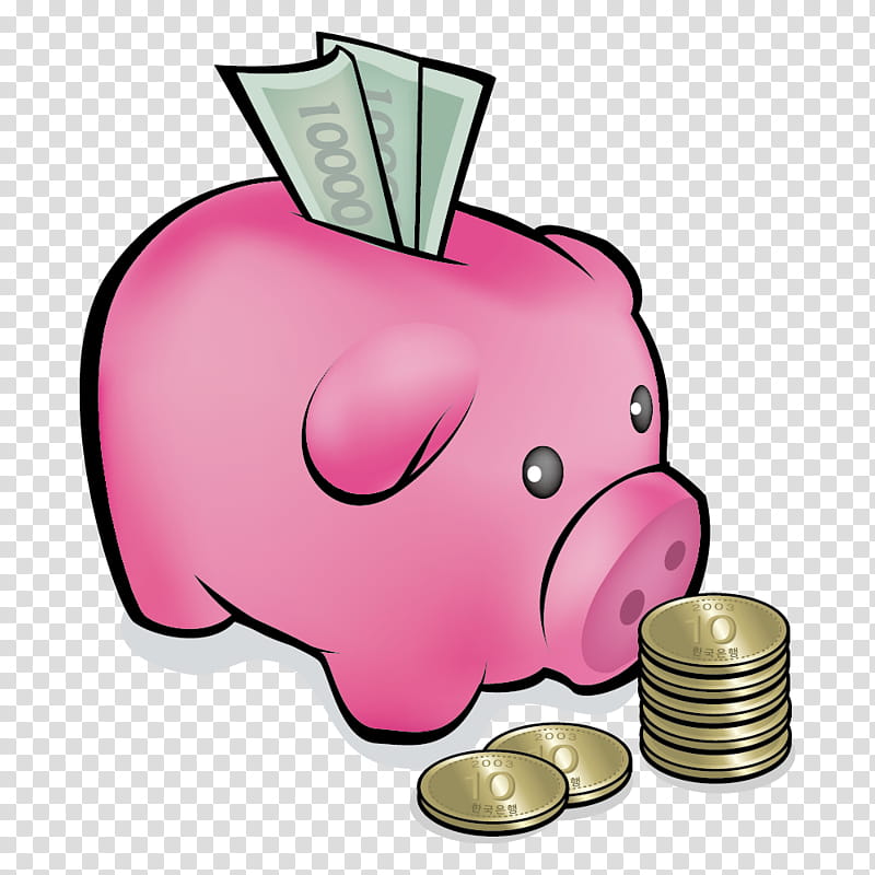 Pig, Piggy Bank, Coin, Banknote, Money, Gold Coin, Pink, Nose transparent background PNG clipart
