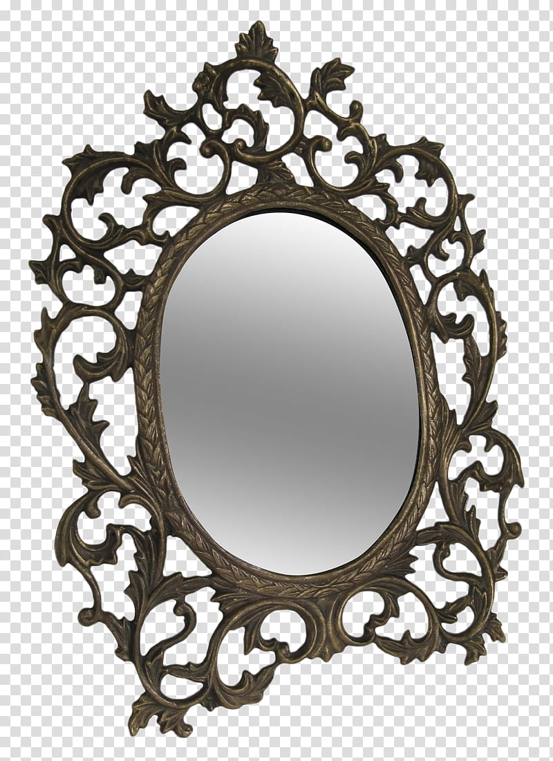 Mirrors, oval mirror with silver frame transparent background PNG clipart