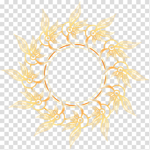 Gold Circle, Flower, Wreath, Orange, Shape, Line, Yellow, Feather transparent background PNG clipart