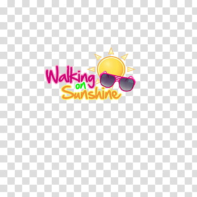 Super de recursos, sun and sunglasses with walking on sunshine text transparent background PNG clipart