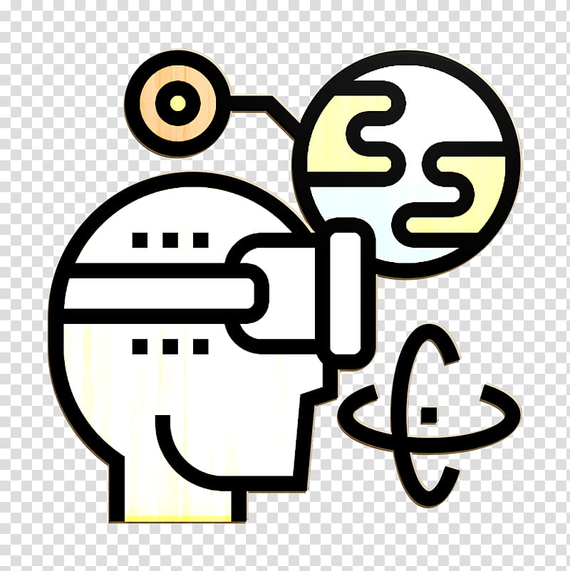 Vr glasses icon Virtual Reality icon Augmented reality icon, Text, Line, Yellow, Line Art, Symbol, Emoticon, Smile transparent background PNG clipart