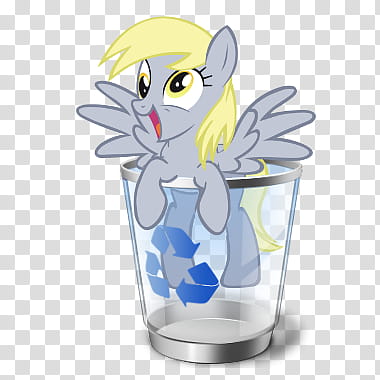 All icons in mac and ico PC formats, computer, recycle bin, derpy (, gray My Little Pony art transparent background PNG clipart