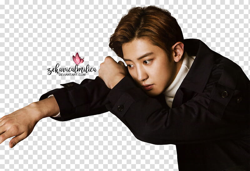 EXO Chanyeol Hanryu Pia, man wearing black blazer lying head on hand transparent background PNG clipart