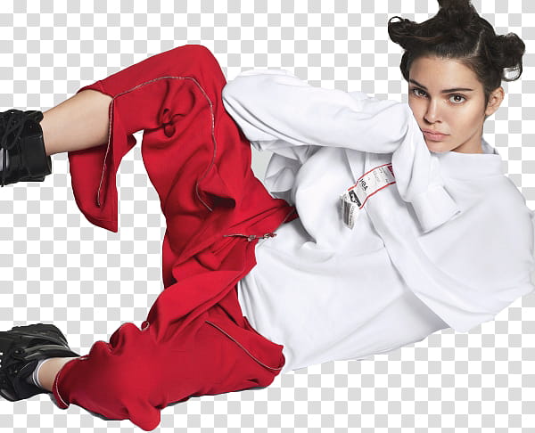 BIG MODEL, Kendall Jenner in white jacket and red pants transparent background PNG clipart