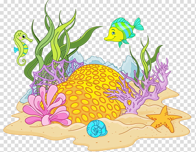 Watercolor Plant, Paint, Wet Ink, Coral, Cartoon, Sea, Ocean, Theatrical Scenery transparent background PNG clipart