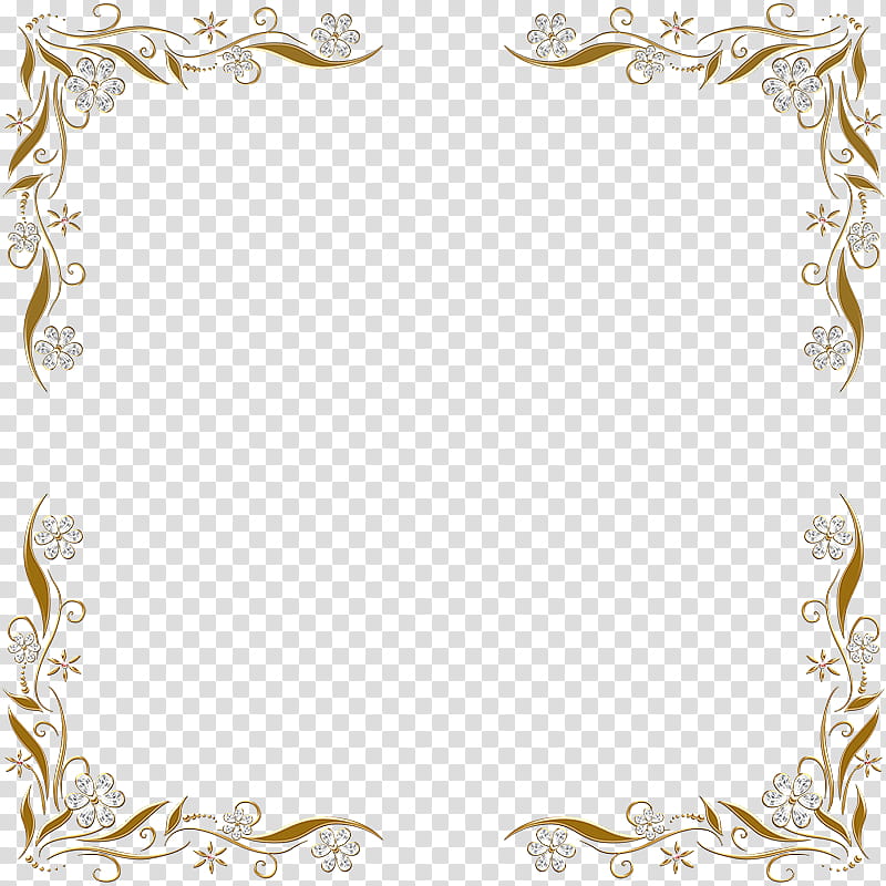 Golden Floral Corners Frame , brown floral border lines transparent background PNG clipart