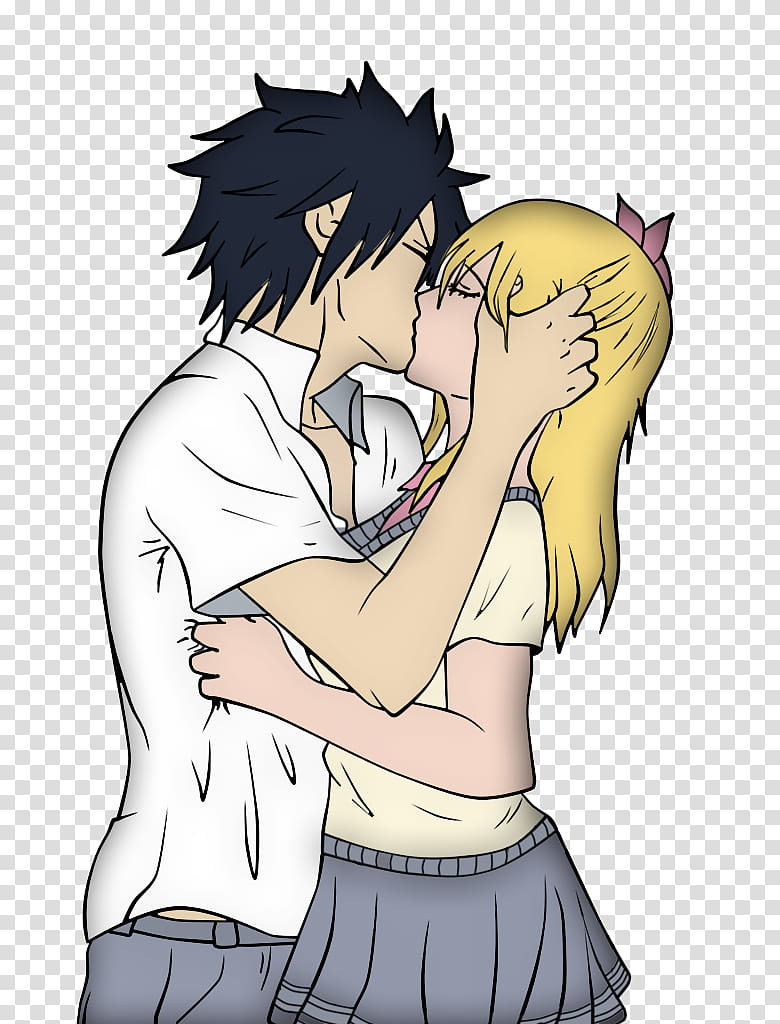 Graylu Kisss male and female kissing anime character transparent  background PNG clipart  HiClipart