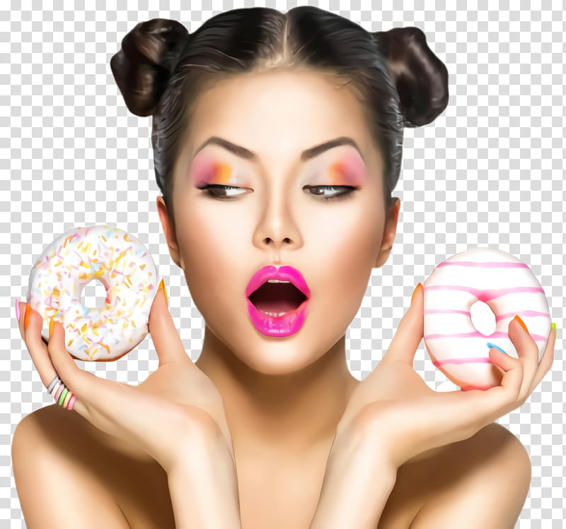 face skin beauty head cheek, Lip, Junk Food, Pink, Nose, Eye transparent background PNG clipart