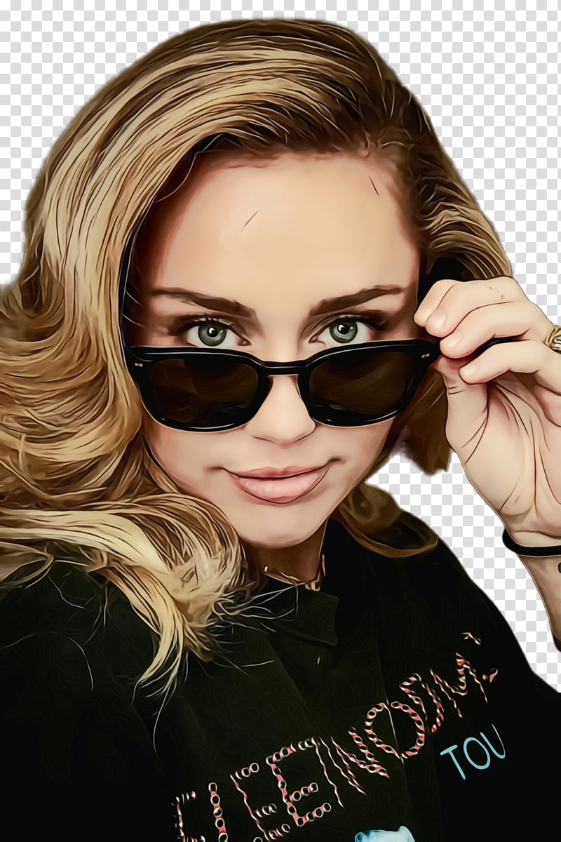 Sunglasses, Watercolor, Paint, Wet Ink, Miley Cyrus, Radio City Music Hall, Celebrity, Musicares transparent background PNG clipart