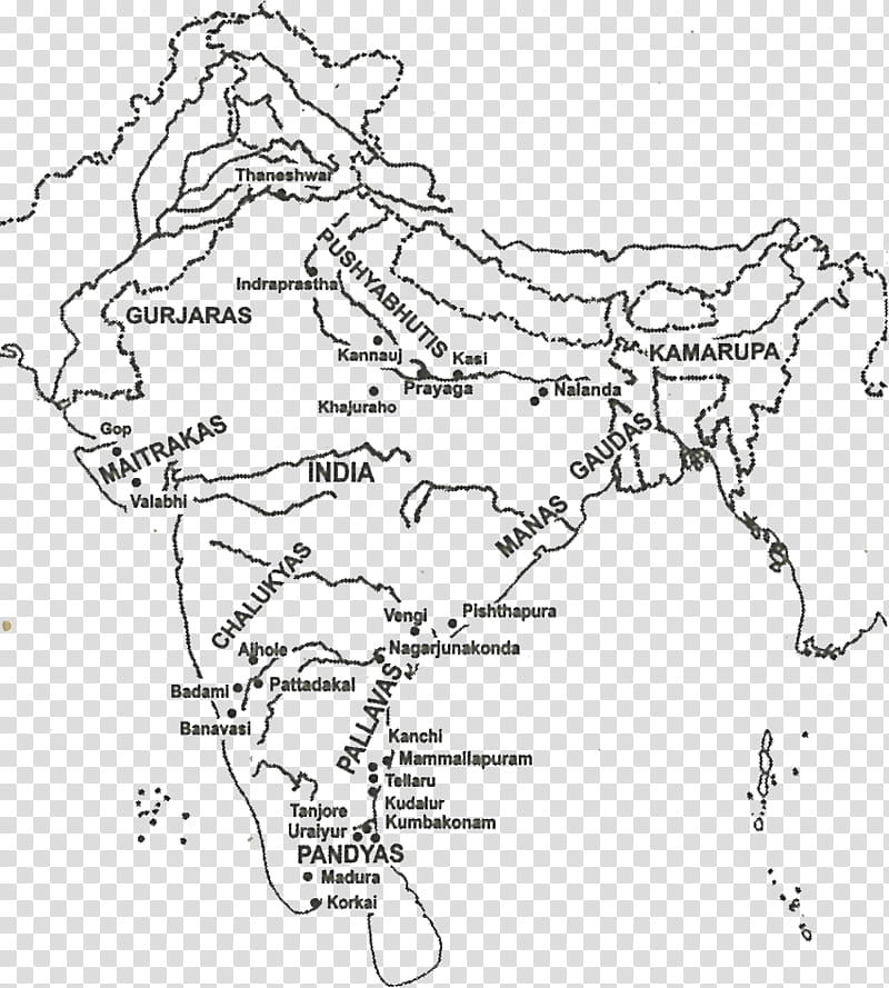 India Drawing, Gaur, Pala Empire, Middle Kingdoms Of India, Bengal, Map, History Of India, Black And White transparent background PNG clipart