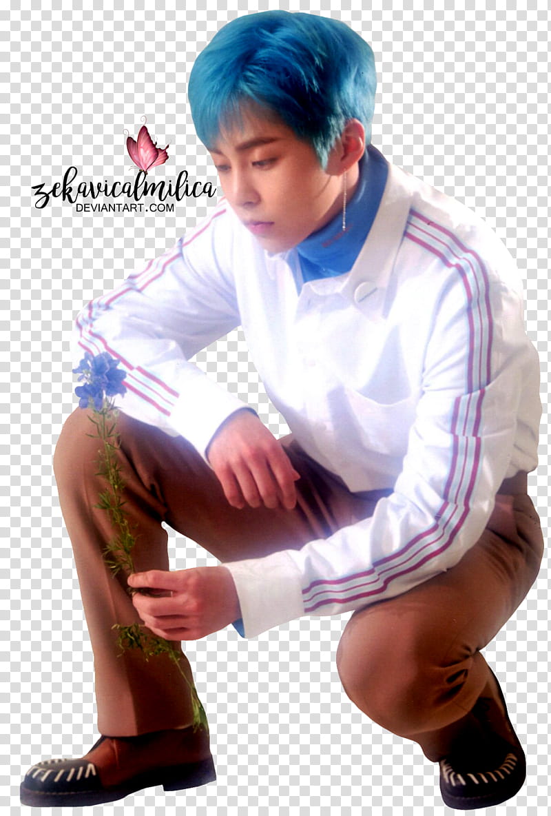 EXO CBX Xiumin Blooming Days, man docking holding flower transparent background PNG clipart