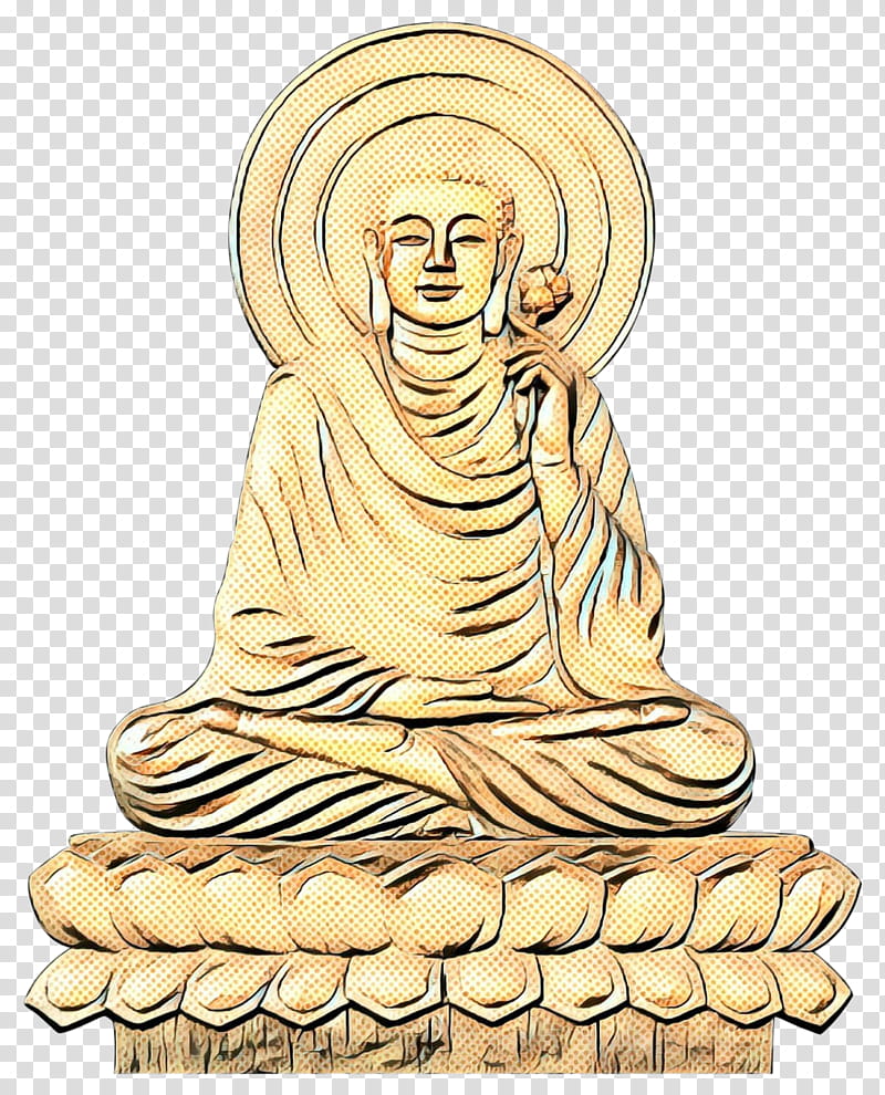 pop art retro vintage, Gold, Meditation, Meter, Gautama Buddha, Stone Carving, Statue, Temple transparent background PNG clipart