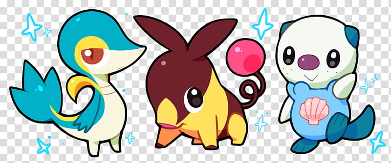 shiny Unova starters, Pokemon character illustration transparent background PNG clipart