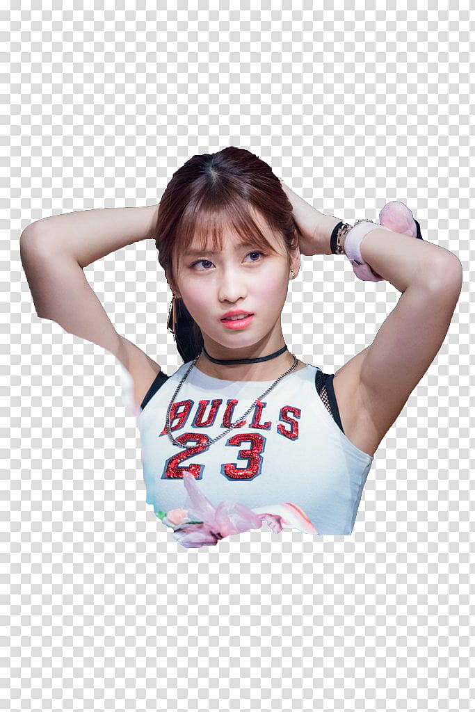 RENDER TWICE MOMO  s, woman wearing white Bulls  tank top transparent background PNG clipart