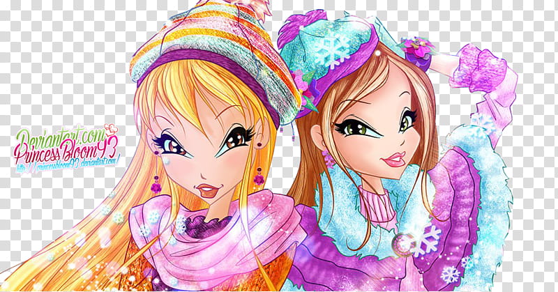 Winx Club Stella and Flora Winter Couture, ! transparent background PNG clipart