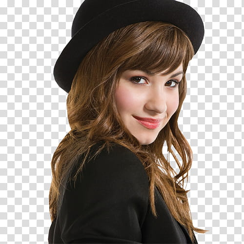 Demi Lovato, woman wearing black hat transparent background PNG clipart