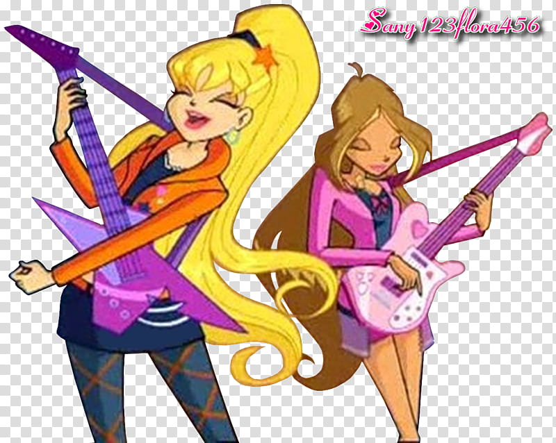 Winx Stella and Flora rock, Winx Club poster transparent background PNG clipart