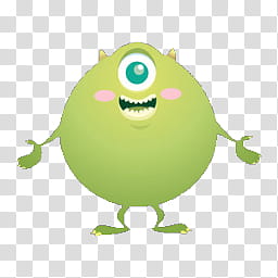 smiling one-eyed green monster illustration transparent background PNG clipart