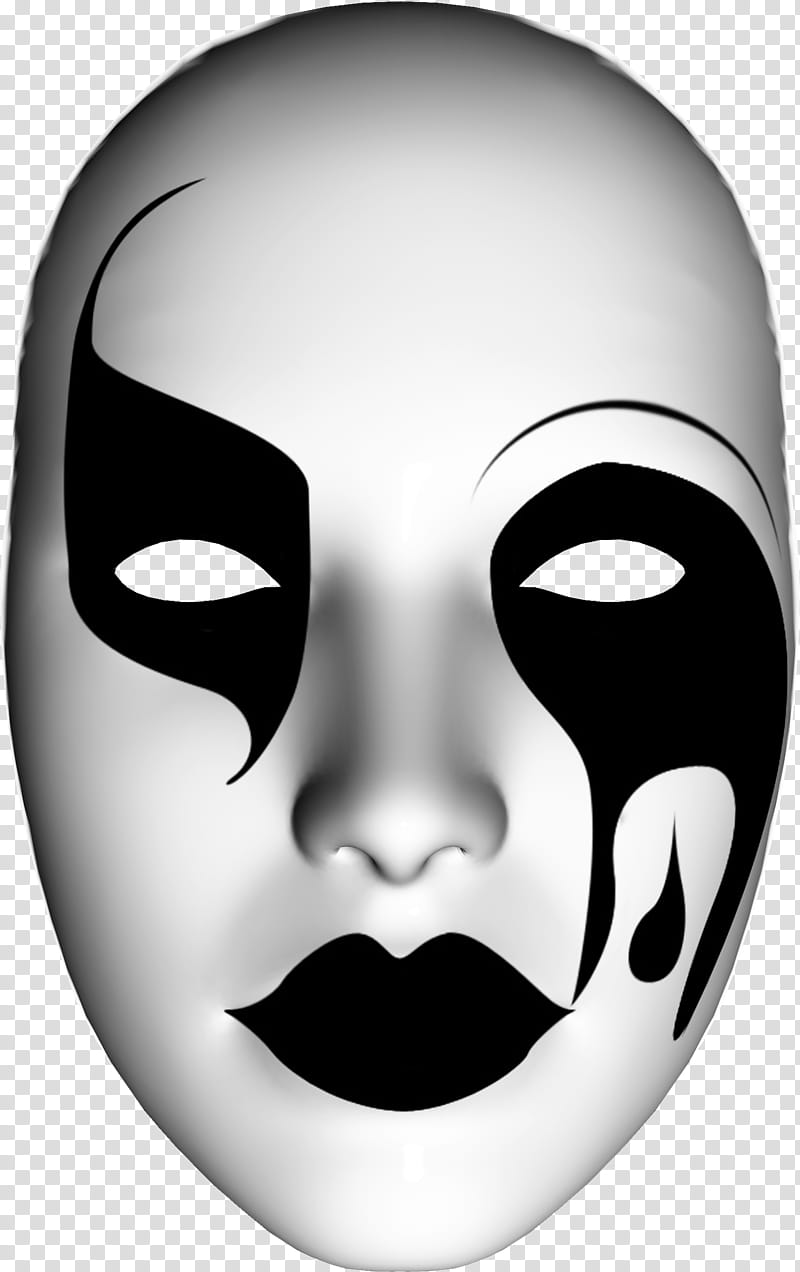 white and black mask transparent background PNG clipart