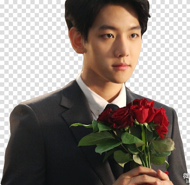 Baekhyun EXO Musical, man holding rose flowers transparent background PNG clipart