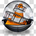 Sphere   , VLC and black film inside glass container transparent background PNG clipart