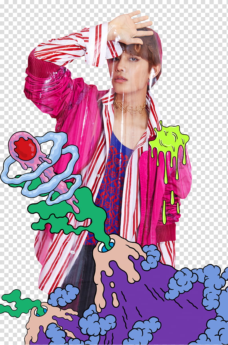 NCT  , of man wearing pink jacket with mountain sticker transparent background PNG clipart