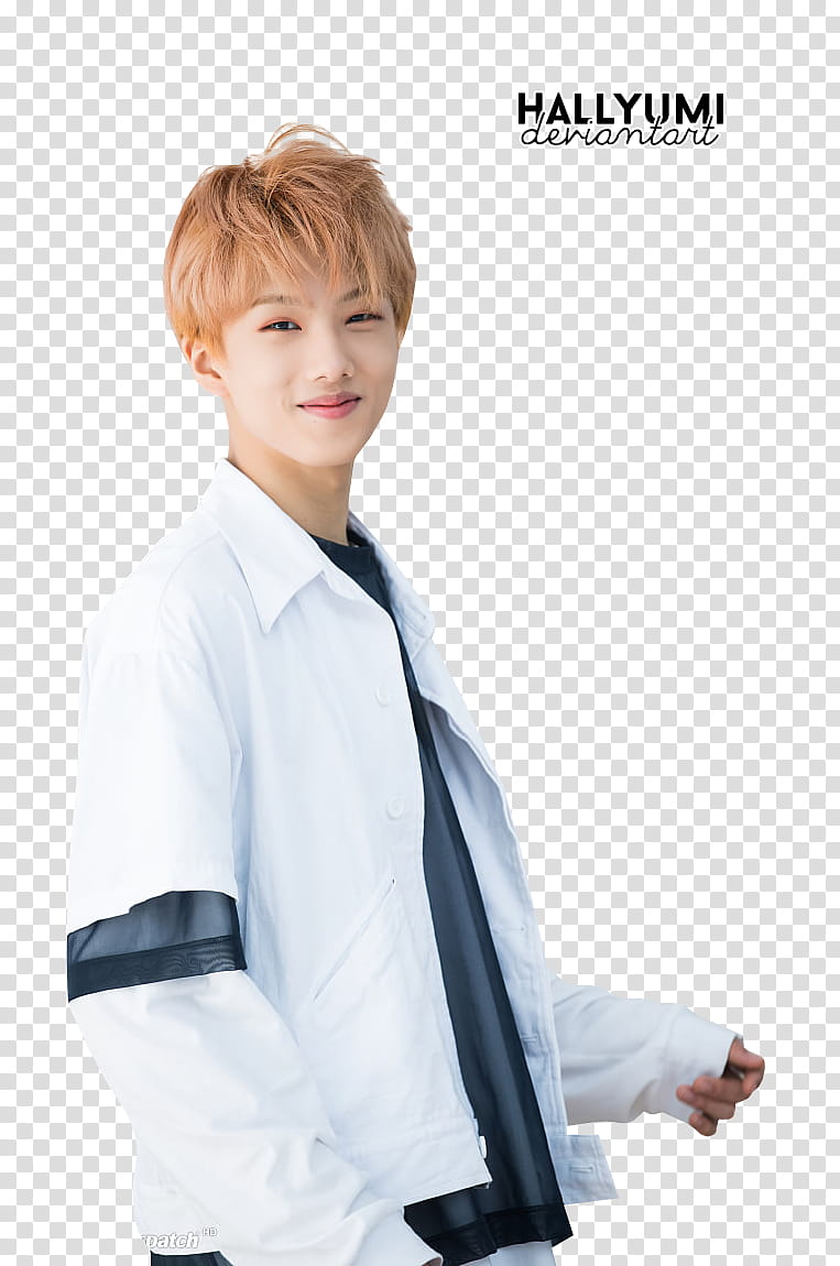 Jisung WE GO UP, man in white jacket smiling transparent background PNG clipart